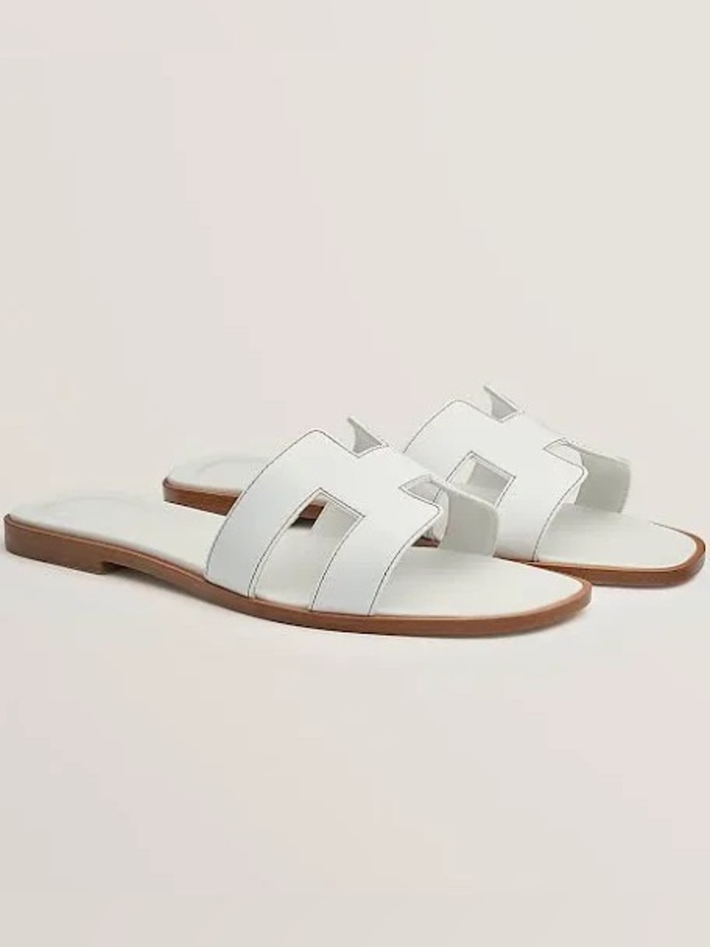 Hermes White Oran Slide Sandals | Size 36